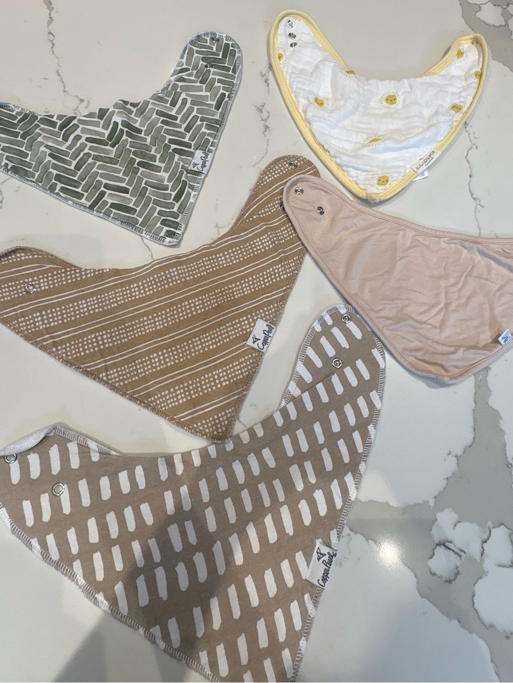 Baby Bandana Bib Bundle - Neutral - LouLou Lollipop, Copper Pearl
